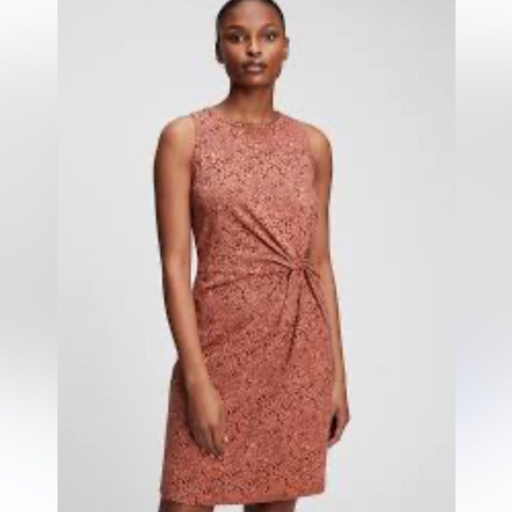 GAP Knot-Waist Dress Sleeveless Brown pink Leopard Print comfy Dress women S NWT